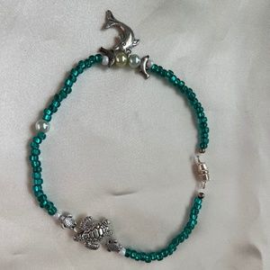 Ocean themed anklet with barrel screw clasp